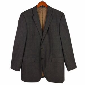 Hugo Boss Brown Glen Plaid Wool Blazer Sport Coat Jacket Blazer Business 42L